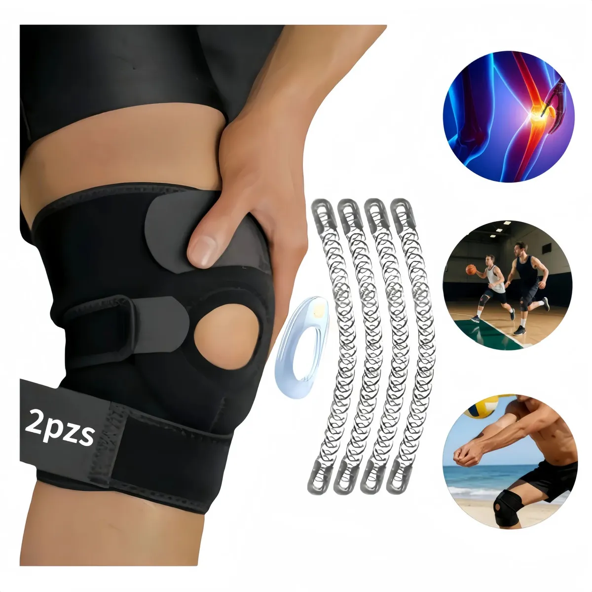2 Pzs Rodillera Ortopedica De Neopreno Deporte Sujeta Rotul Mxcheckk Negro Color
