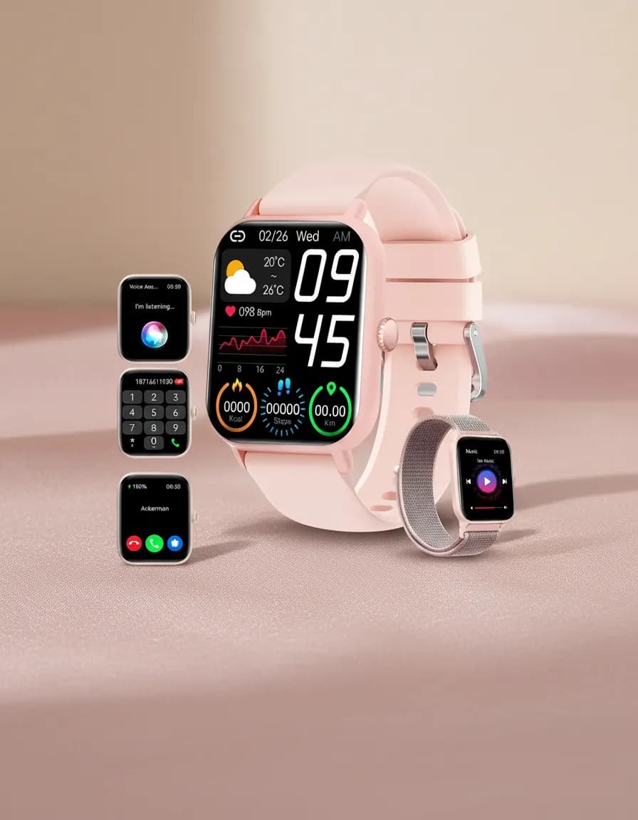 Smartwatch Inteligentemujer,reloj Deportesasistente Voz Rosa