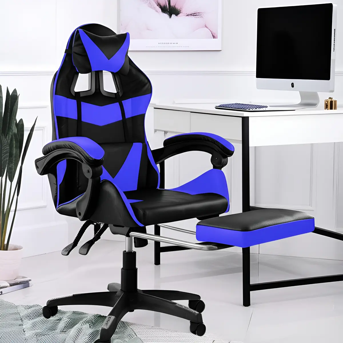 Silla Gamer Todostore Escritorio Oficina Ergonómica Reclinable Azul