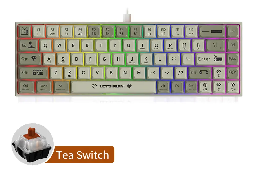 Interruptor De Té Con Teclado Con Cable Ajazz Ak680, Colores