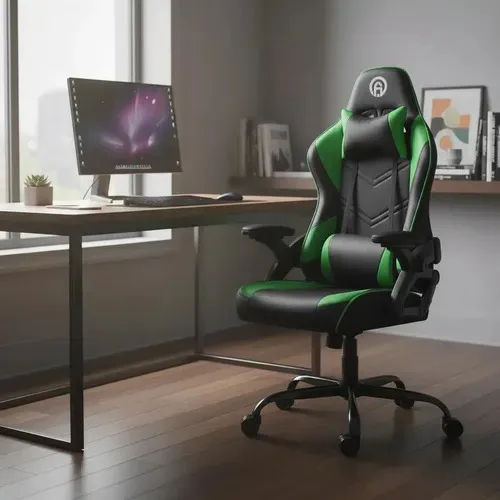 Silla Gamer Reclinable Verde actualizado FOH Ergonomica tejido de punto reposacabezas y soporte lumbar 120kg
