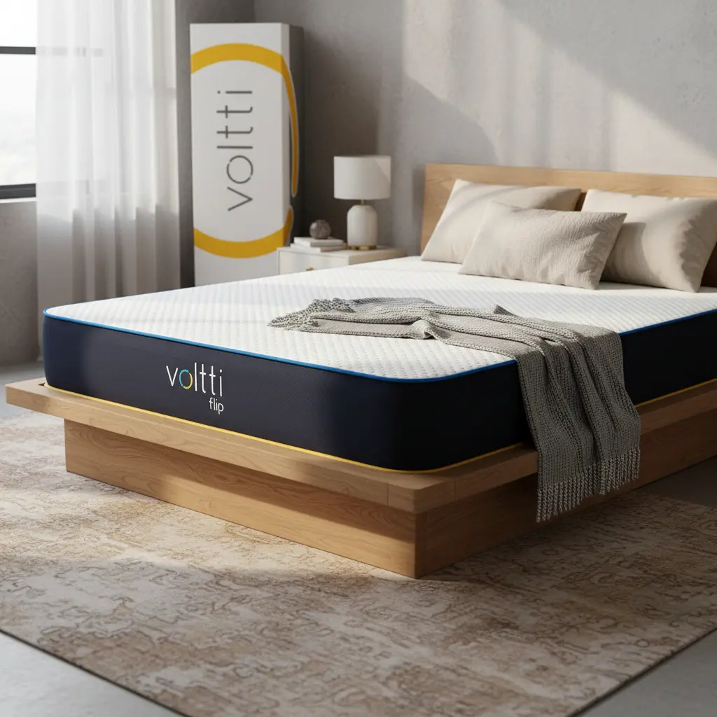 Colchón matrimonial Voltti Flip Doble Confort | 20 Cm | Reversible Con 2 Diferentes Firmezas | Nano Memory Foam | Ergonómico Y Ortopédico | Disminuye Puntos De Presión