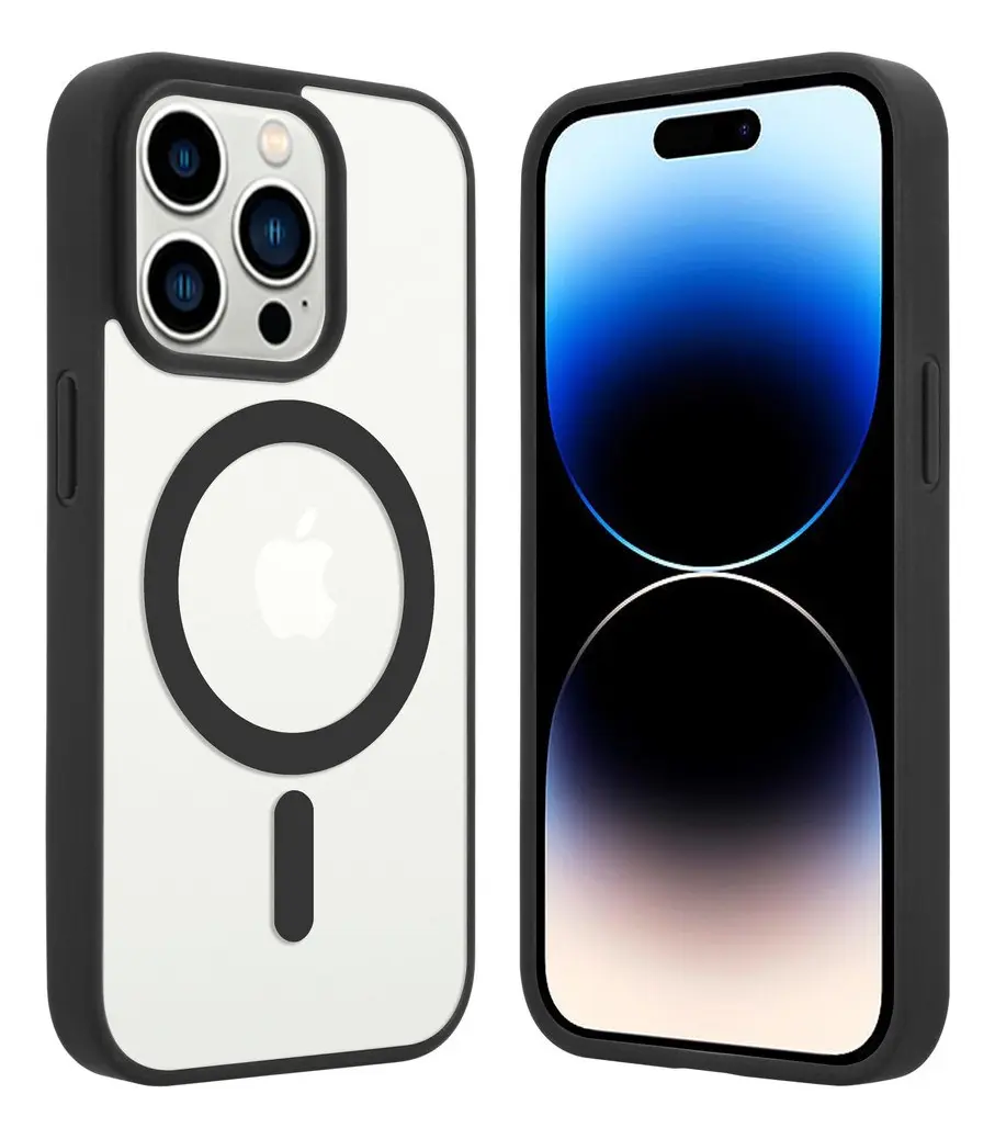 Funda Case Transparente Magnetica Compatible iPhone 15 Color Negro IPHONE 15 PRO