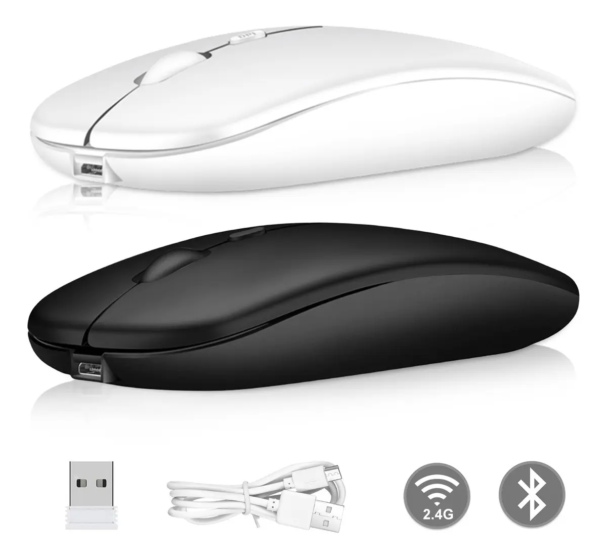 Moyac 2pzs Ratón Inalámbrico Recargable Mouse Bluetooth/2.4g