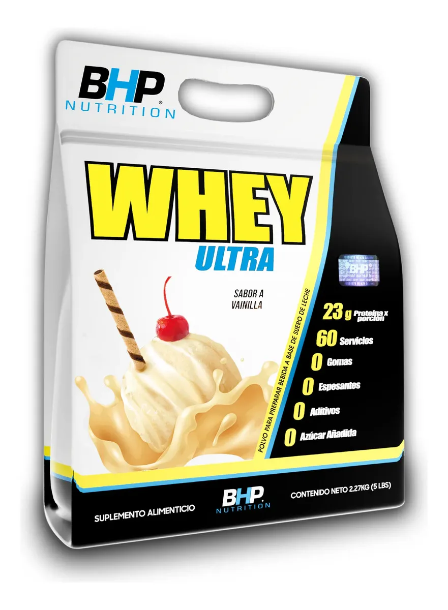 Proteína Whey Ultra BHP Nutrition de 2.27 kg con Sabor Vainilla
