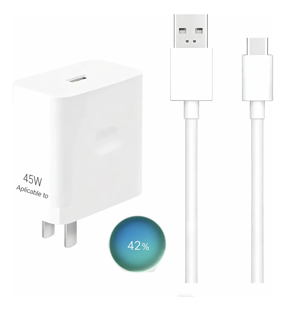 Cargador Super Rápido Wohingo de 45W con Cable USB-C para OnePlus, OPPO y Realme