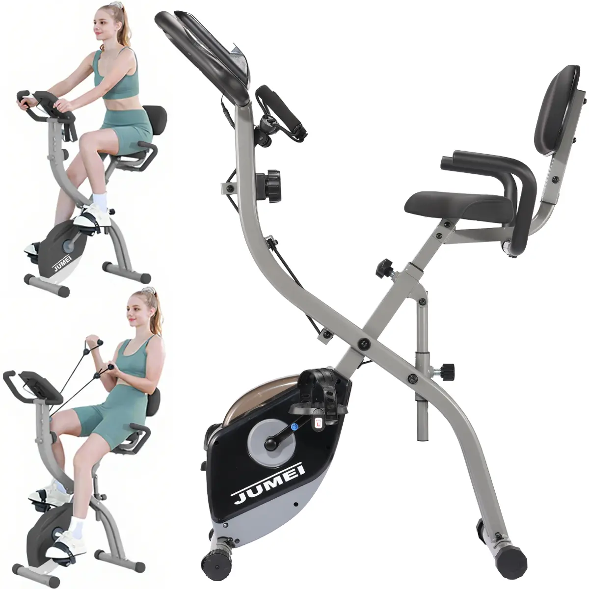 Bicicleta Spinning magnética plegable Jumei con bandas elásticas ideal para aeróbico y rehabilitación