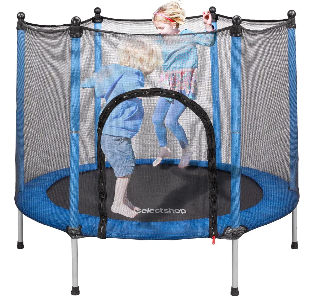 Trampolín Infantil Brincolin Niños 55" SelectShop Con Red De Seguridad Para Niños Estructura De Acero Con 6 Tubos De Soporte Patas Con Regatones Antiderrapantes Color Azul