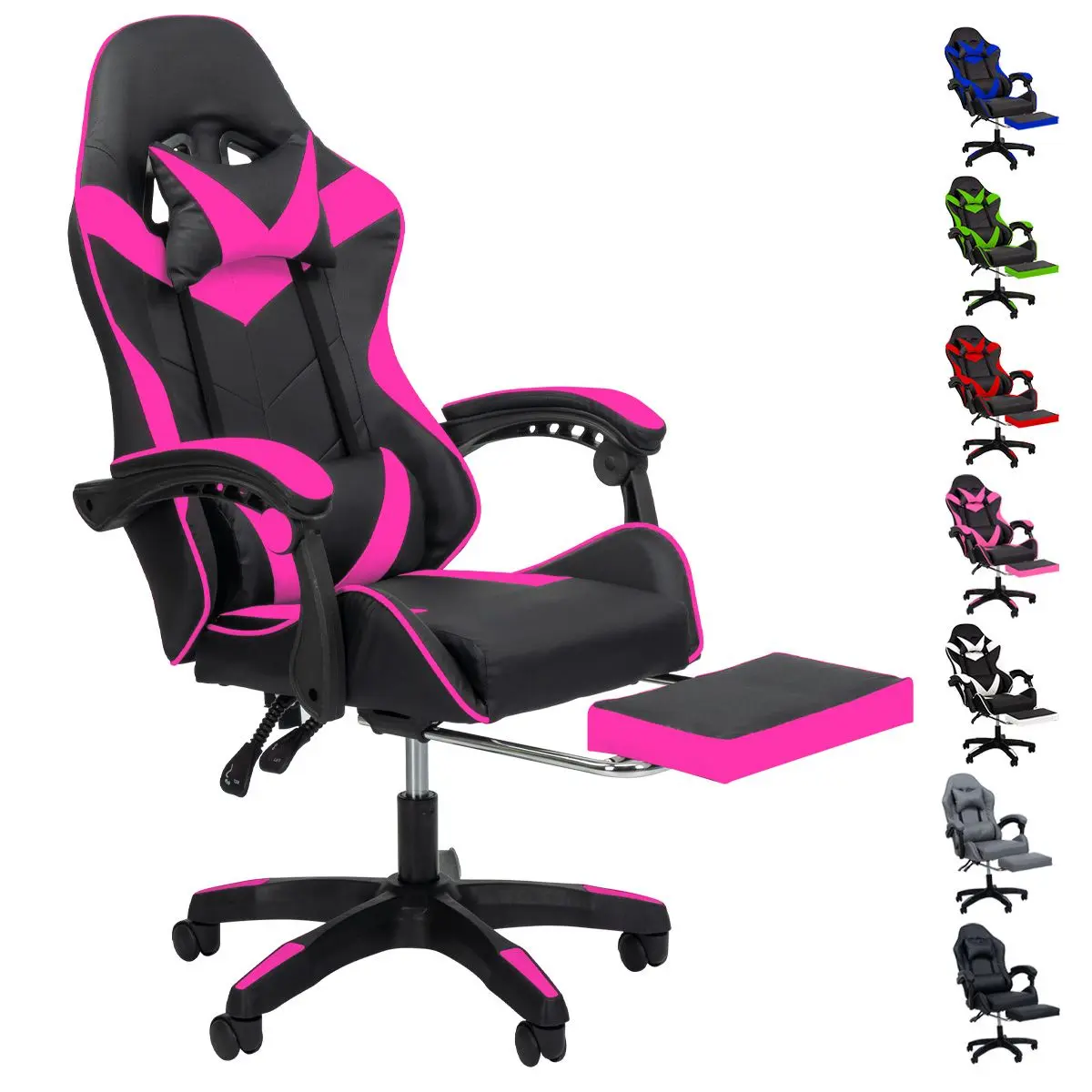 Silla Gamer Reclinable Giratoria Ergonómica Súper Cómoda Color Rosa