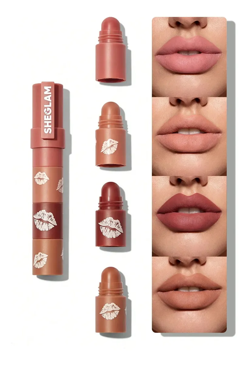 Sheglam Mega Lip Stacks Labial 4 En 1 Acabado Mate Color Nude-bare Stack