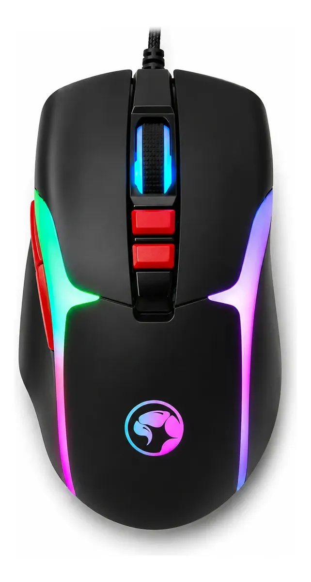 Mouse gamer para Computadora Ergonomico con Cable Gamer Programable 8 Botones DPI 12800 RGB de 7 Colores Conexión por Cable USB Sensor óptico Compatible con PC Disparo rápido Botones Marvo Tepo 70