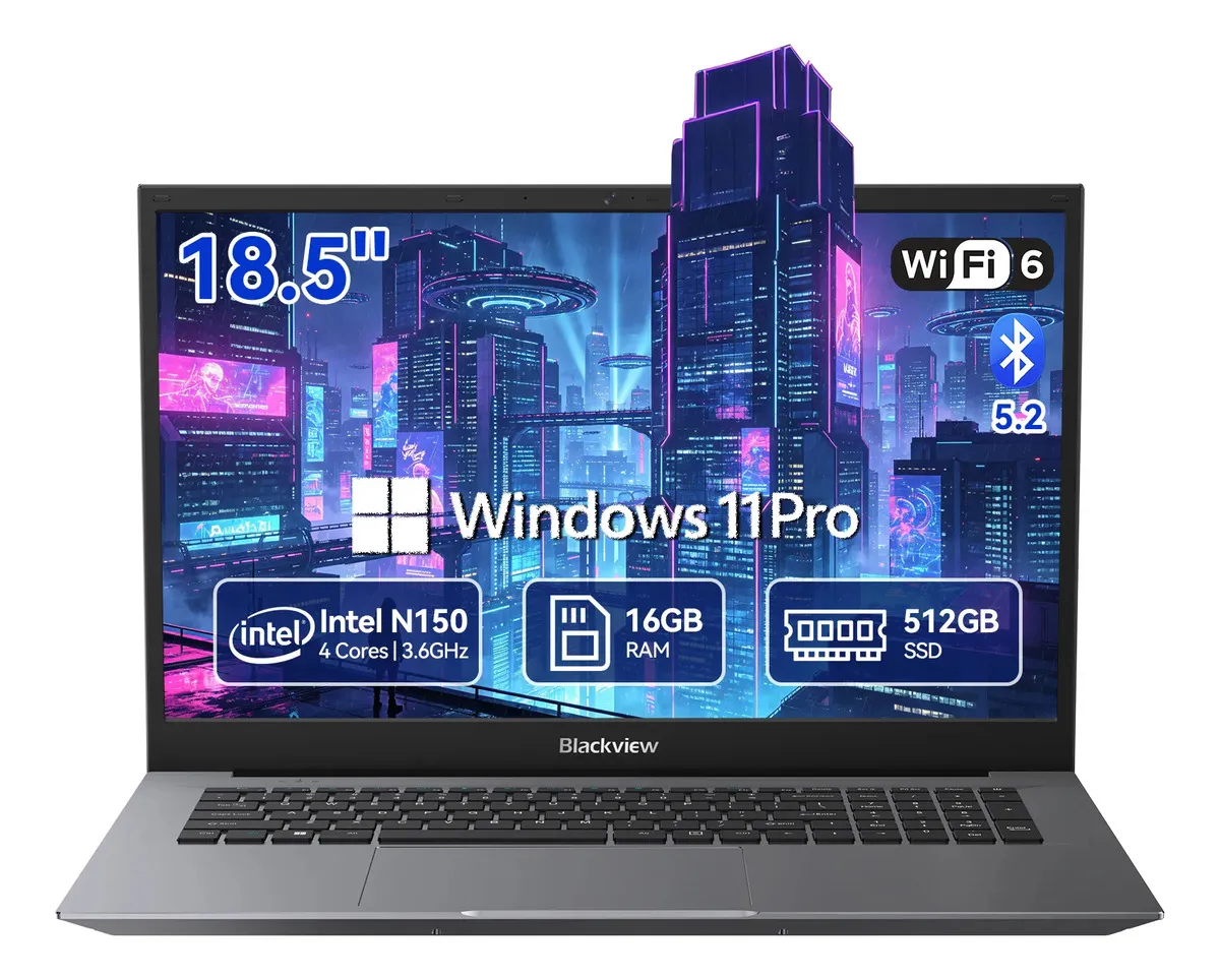 Laptop Blackview 18.5'' Games 16gb Ram 512gb Ssd Fhd Notebook Windows 11 Pro
