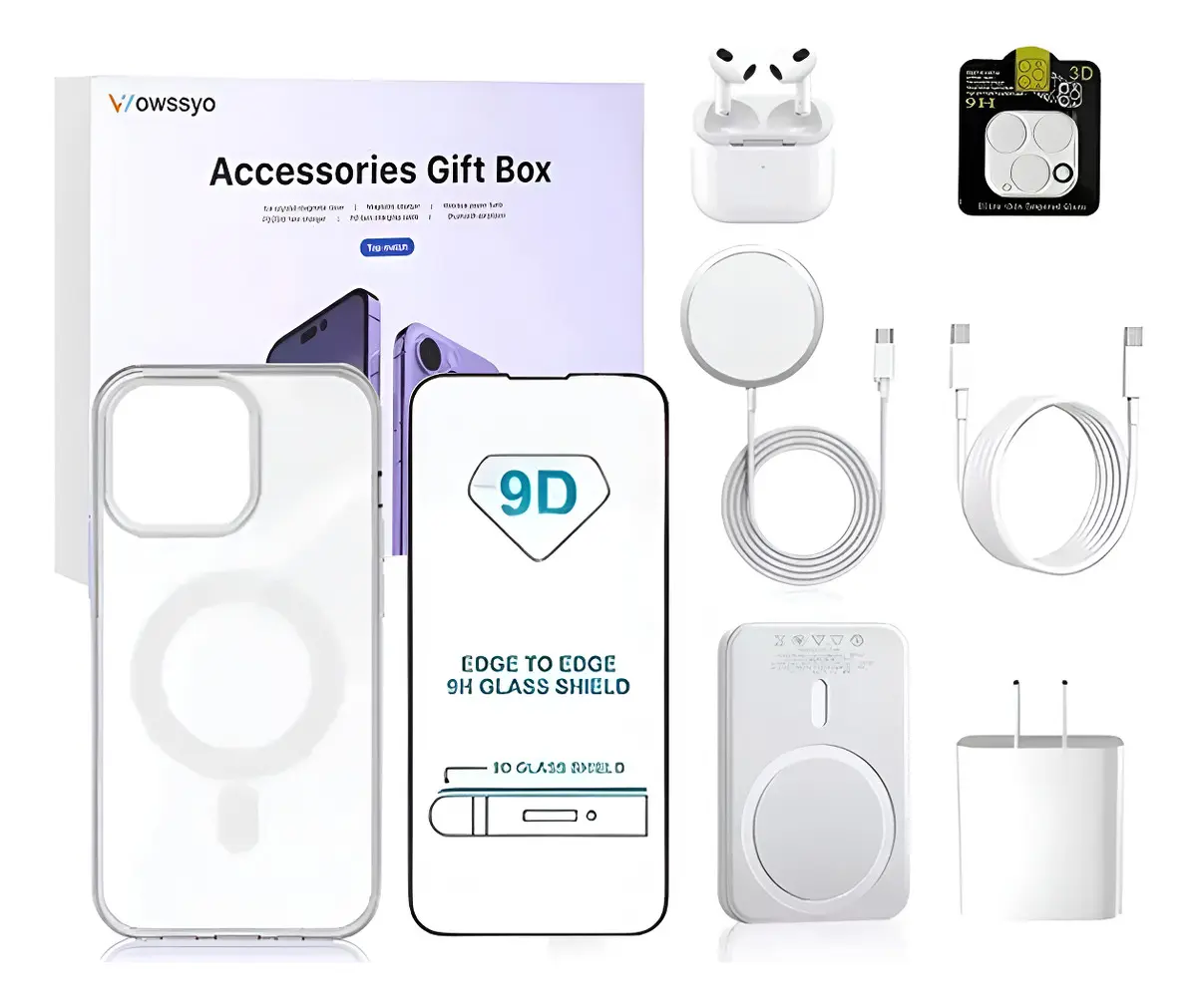 Kit de Carga Wowssyo para iPhone con Cargador Inalámbrico, Batería y Accesorios
