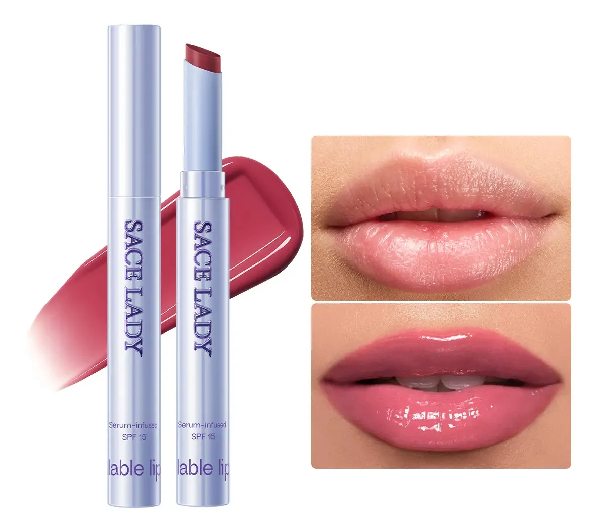 Sacelady Labial Juicy Spf 15 Retráctil Recargable Maquillaje 02 Uva Mística