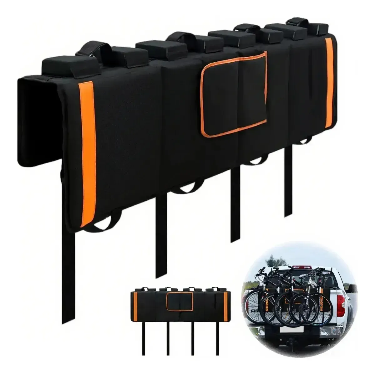 Almohadilla Protectora Para 5 Bicicletas En Caja De Pickup, 135x83cm - Tela Oxford 600d Impermeable, Con Ventana Y Bolsa De Herramientas