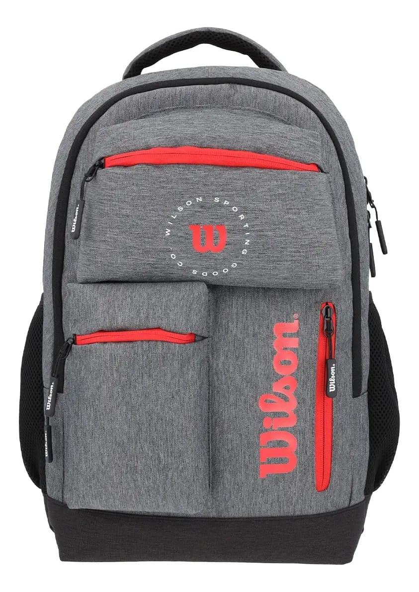 Mochila Grande Refozada, Portalaptop, Wilson , Color Gris Diseño De La Tela Lisa