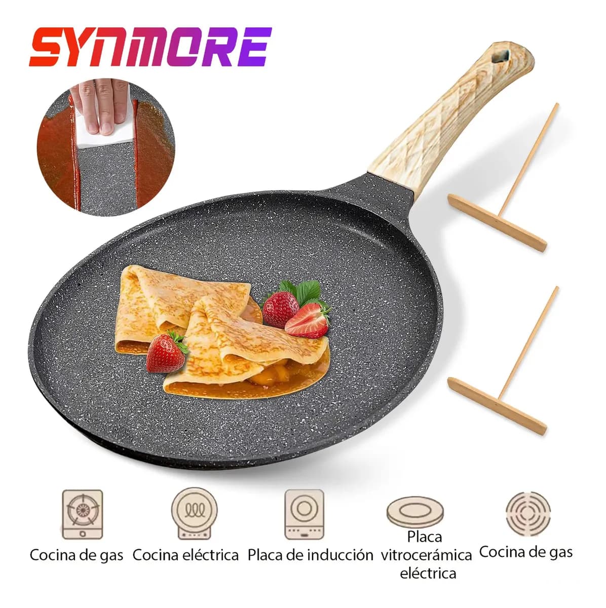 28cm Sartén Antiadherente Sin PFOA Cocina Menaje Aluminio Para Pizza Sartén Seguro y Duradero Con Revestimiento Antiadherente y Mango Ergonómico, Fácil De Limpiar SYNMORE.