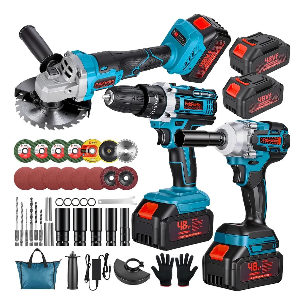 Llave De Impacto Taladro electrico Y Esmeriladoras Angula Kit 3 Piezas Juego De Herramientas Eléctrico Inalámbrica,Taladros inalambricos，2 Baterías 6500mah, Motor Sin Escobillas, Con Luz Led