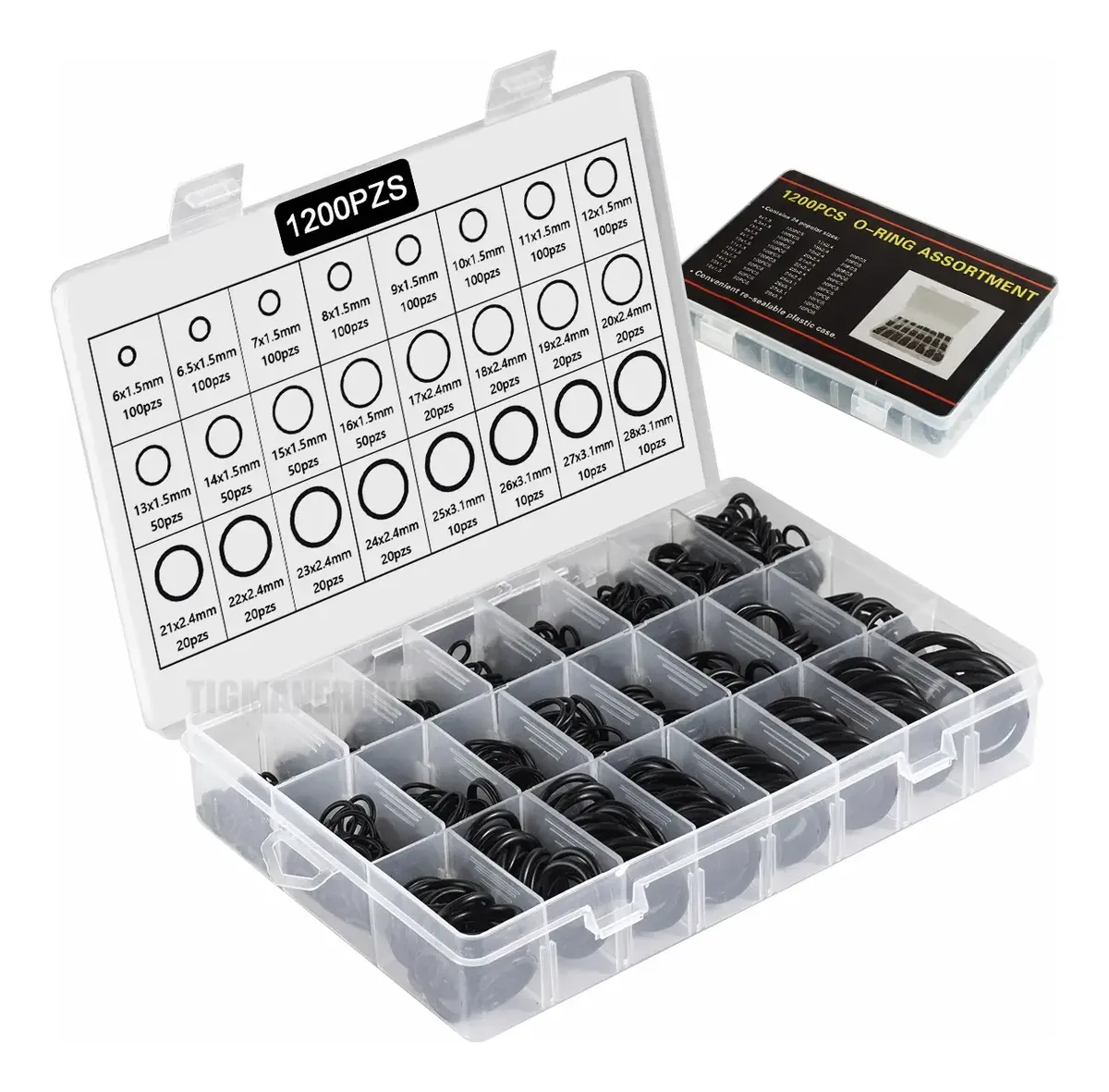 1200pz/kit 24 Tamaños Anillo Goma Junta Estuche O-ring Sello