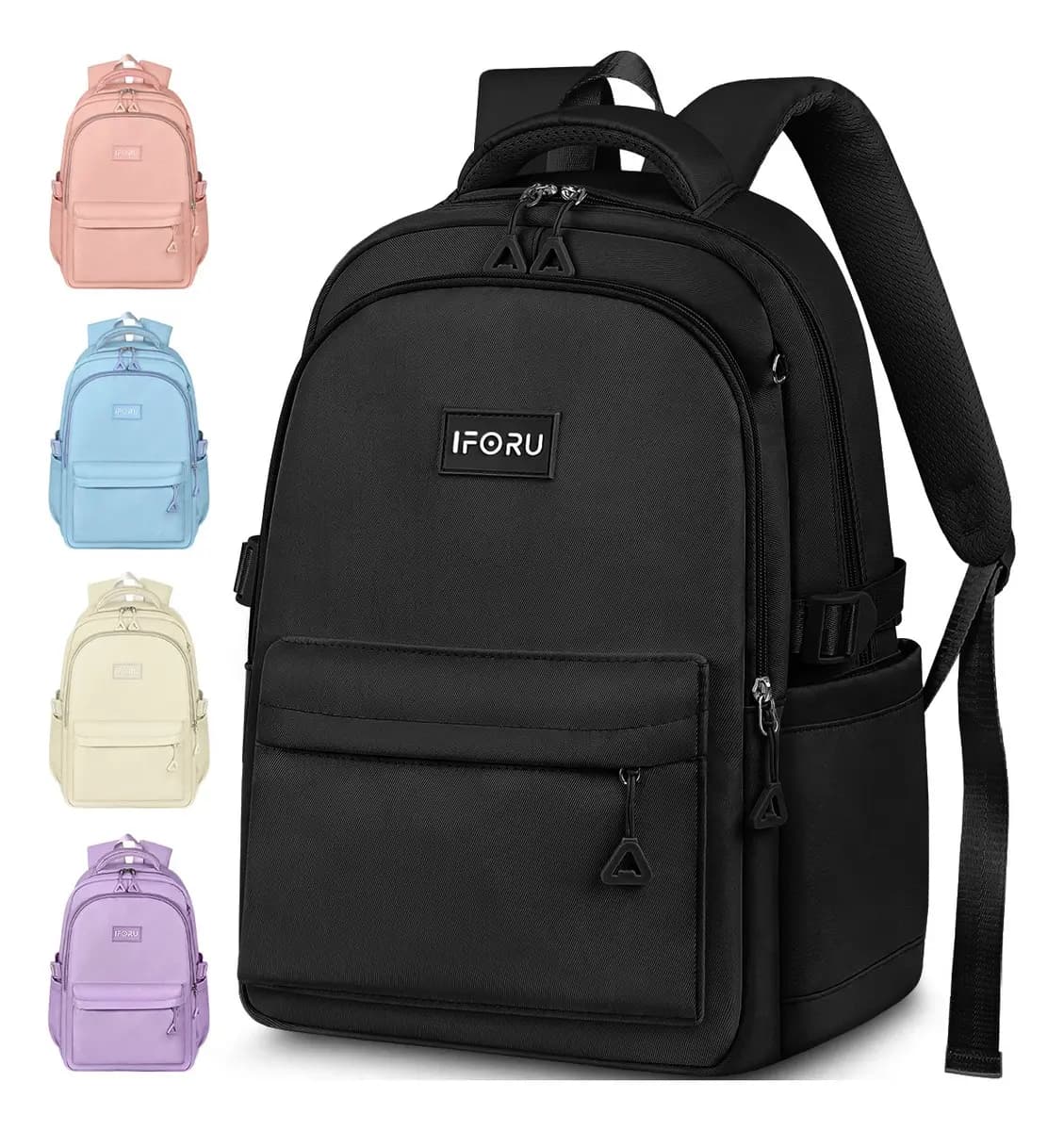 Mochila Escolar Viaje Para Laptop Juvenil Mochilas Antirrobo Y Impermeable Colore Negro Iforu