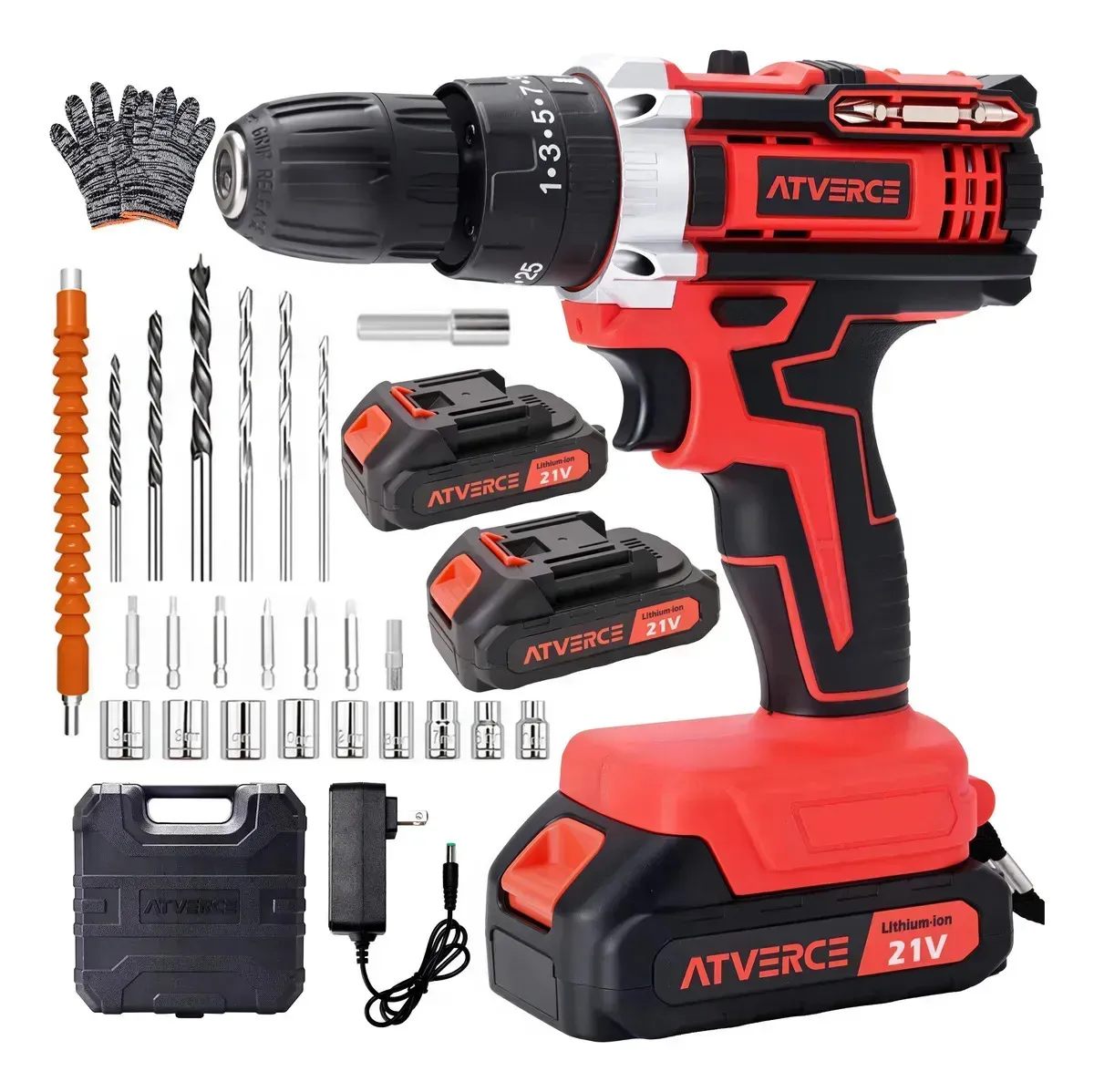 Kit Taladro Electric Atornillator Wireless Impact 21v With 2 Batteries & Instrument Box