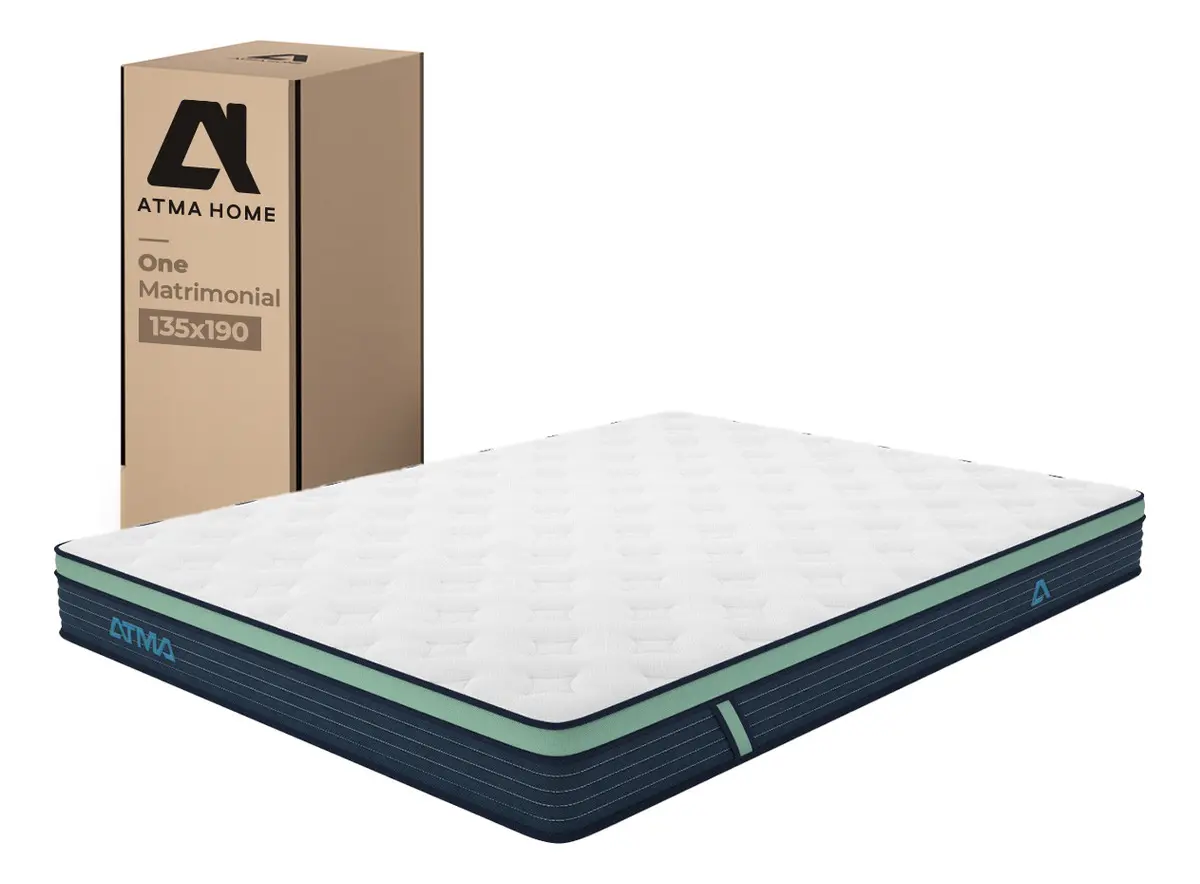 Colchon Matrimonial Atma One 2 Plazas 135x190x20 En Caja I 3 Capas de Espuma Color Blanco