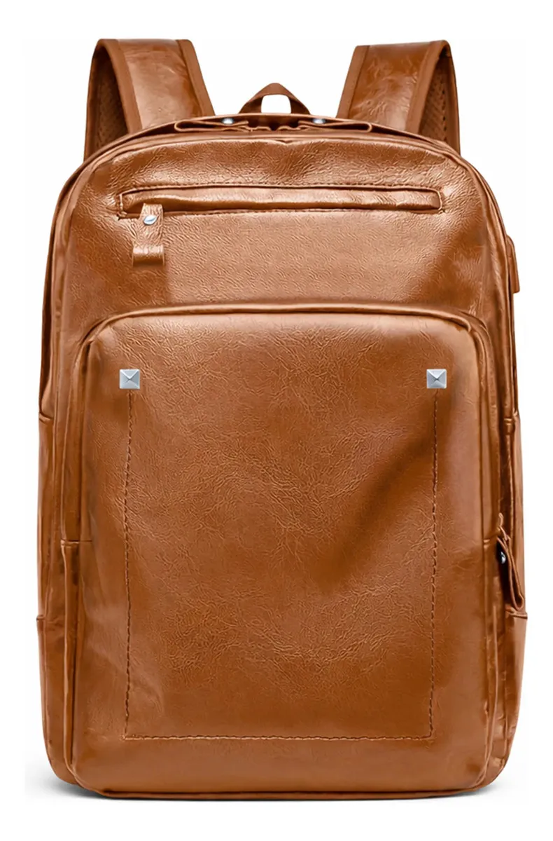 Mochila urbana Bluelander Mochila Cuero color café diseño liso 30L