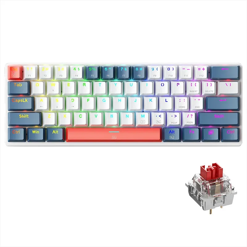 Teclado mecánico Machenike K500-b61 60% Alámbrico Rgb Hot Swap Red Switch Gamer 61 Teclas para PC Anti-Ghosting