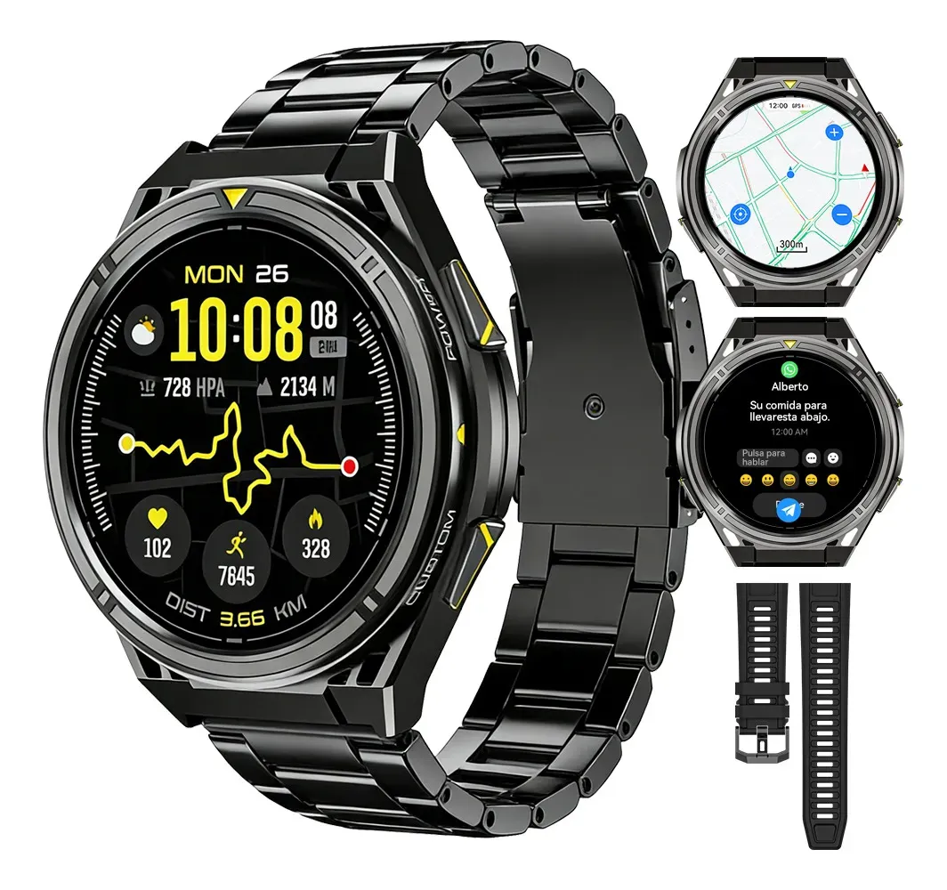 Reloj Inteligente Deportivo Cubot Gt5 Amoled 1.43 Gps Mapas Offline Llamadas Bluetooth 50m Impermeable Hombre Mujer Negro Smartwatch