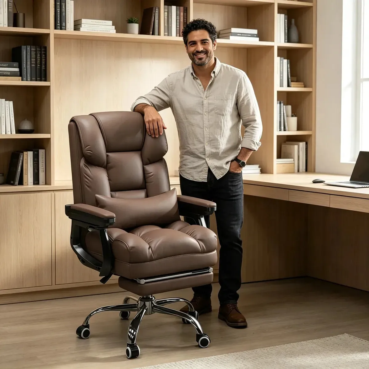 Ergonómica Sillas De Oficina Reclinable Giratoria Escritorio Chocolate