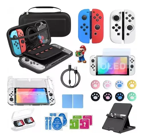 Aiyinsmart Kit Accesorios Nintendo Switch OLED 30 en 1 con Estuche y Protectores Vidrio