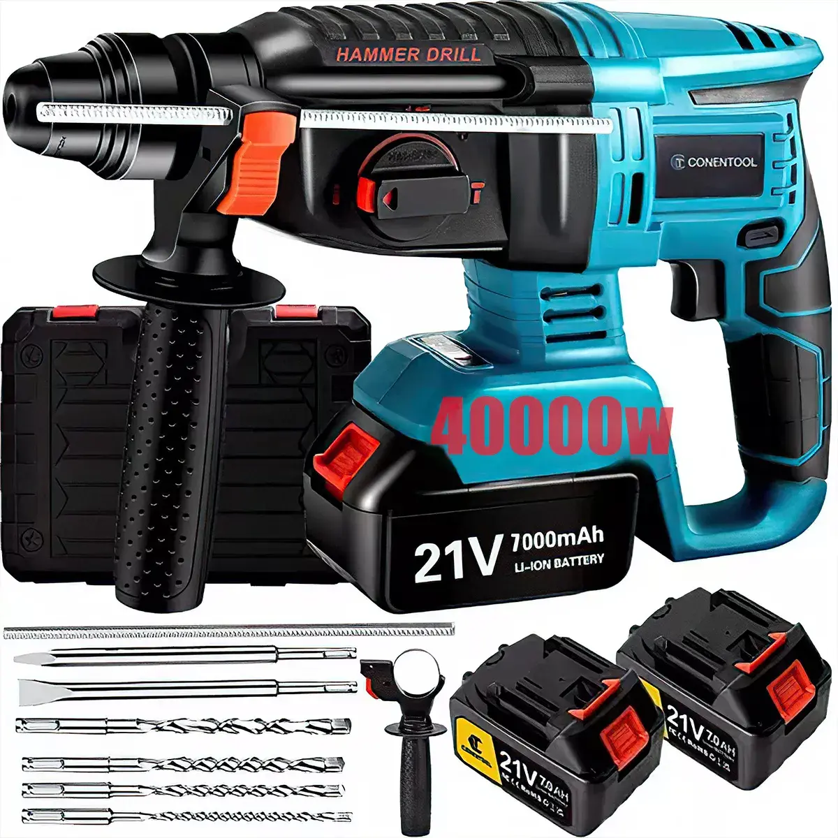 Rotomartillo Inalámbrico Taladro Sds-plus 4000w Con 2 Batería