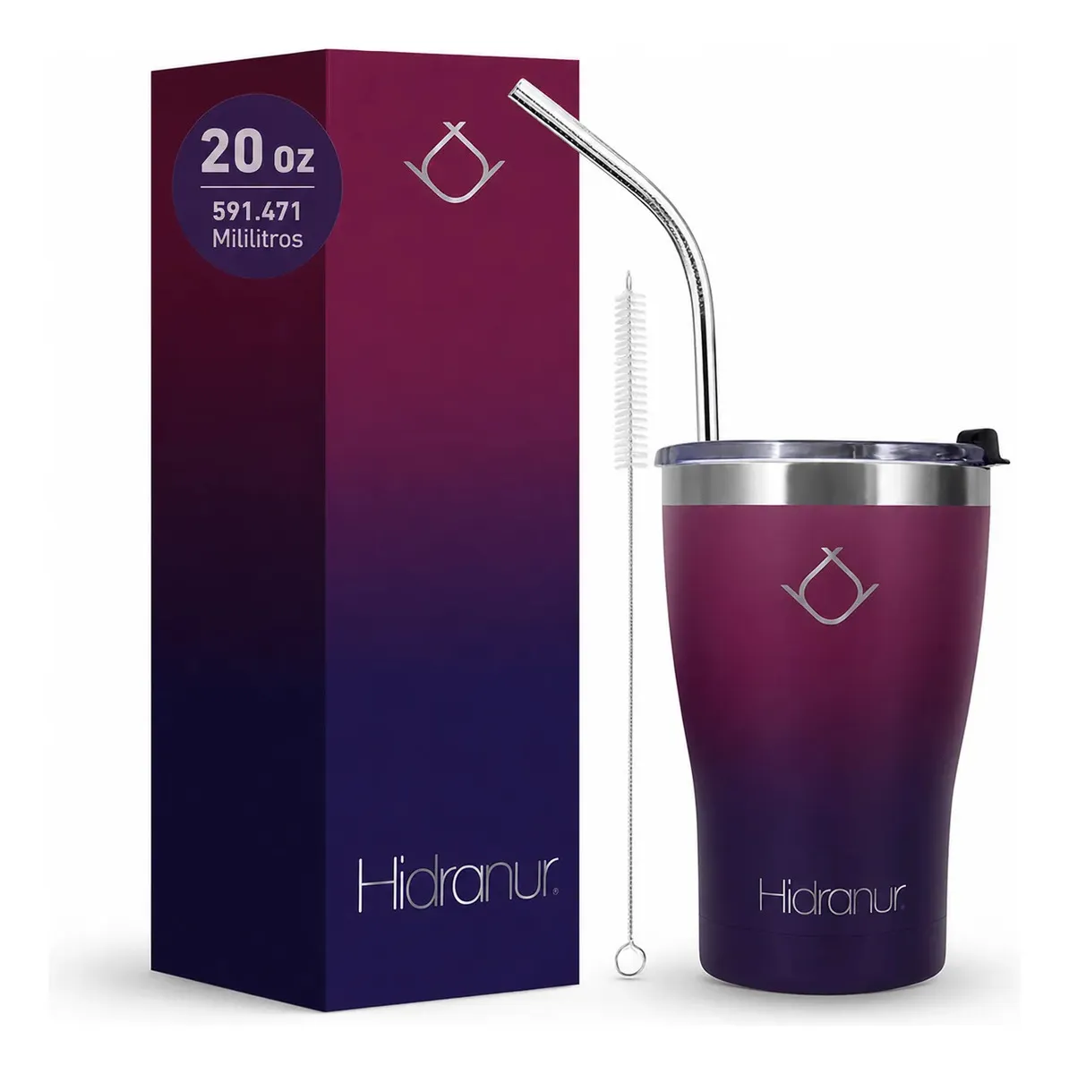 Termo Acero Inoxidable Térmico Portátil Frio Caliente 20oz Color Morado