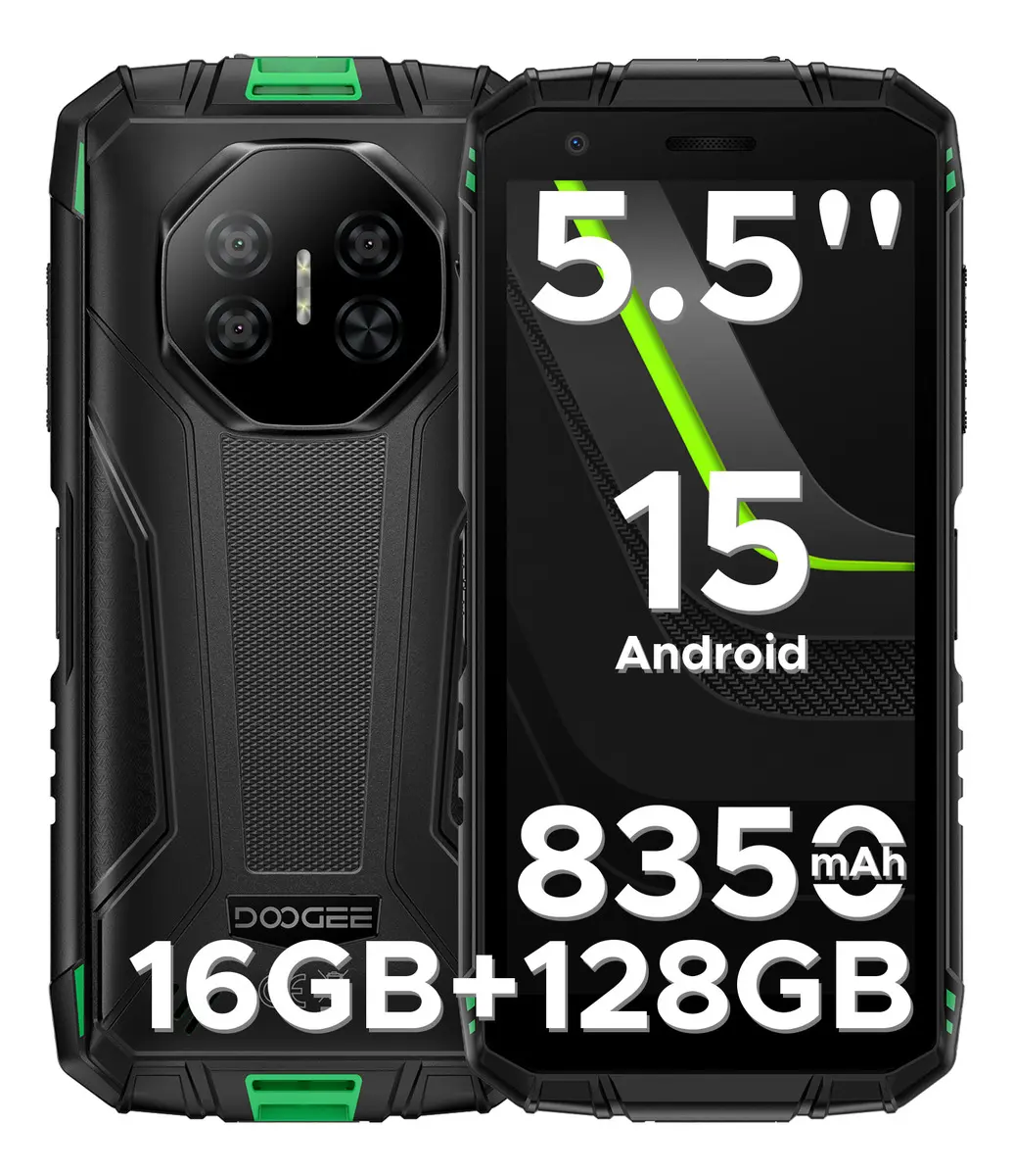 Doogee Fire 3 Pro Android 15 Phone Rudo 8350 mah+18 W Carga Rápida 5.5 Hd Cámara Doble 128 GB IP69k Militar NFC + Desbloqueo facial