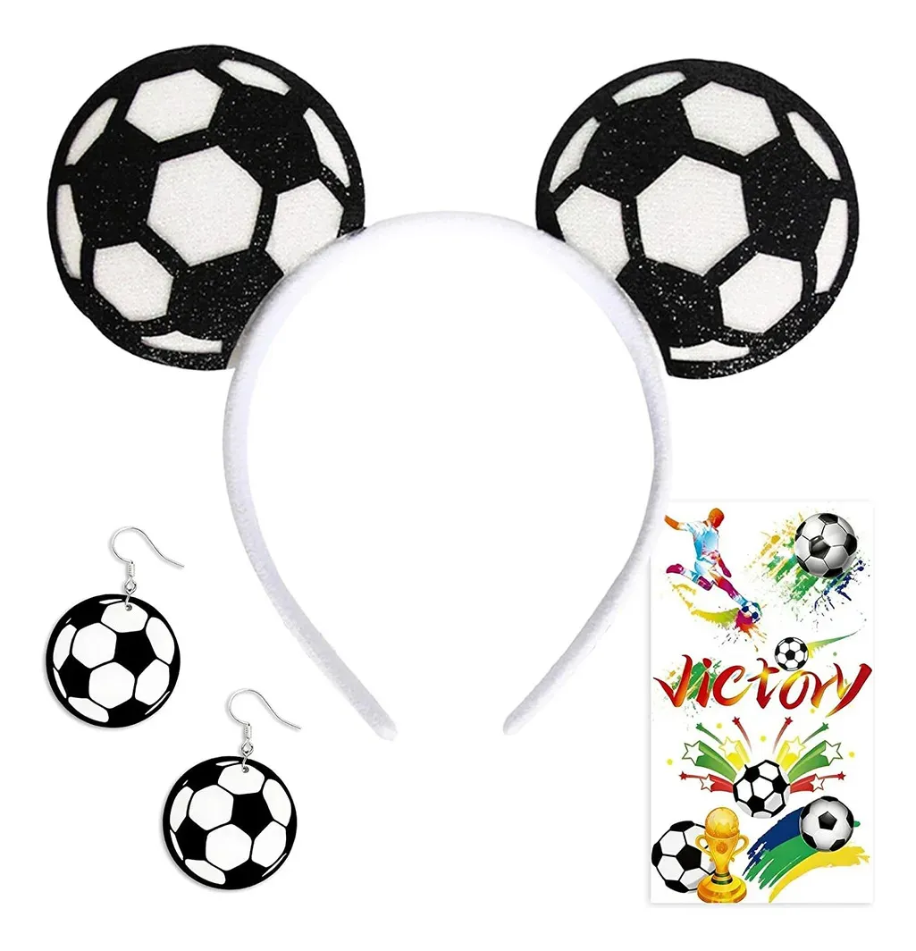 3 Pzs Tocados Diadema Pendientes Pegatina Con Balón Fútbol Copa Mundial 2026