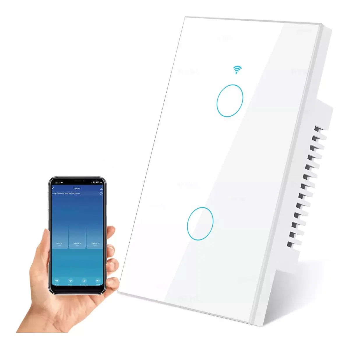 Interruptor Inteligente Touch Wi-fi De 2 vías sin neutro color blanco corriente nominal 10 a Voltaje Nominal 110v