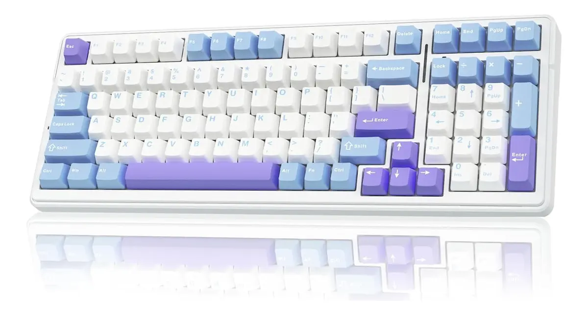 Teclado Mecanico Gamer Aula F99 Rgb Español Grey Switch Blanco/azul/morado Idioma Español Latinoamérica Alámbrico