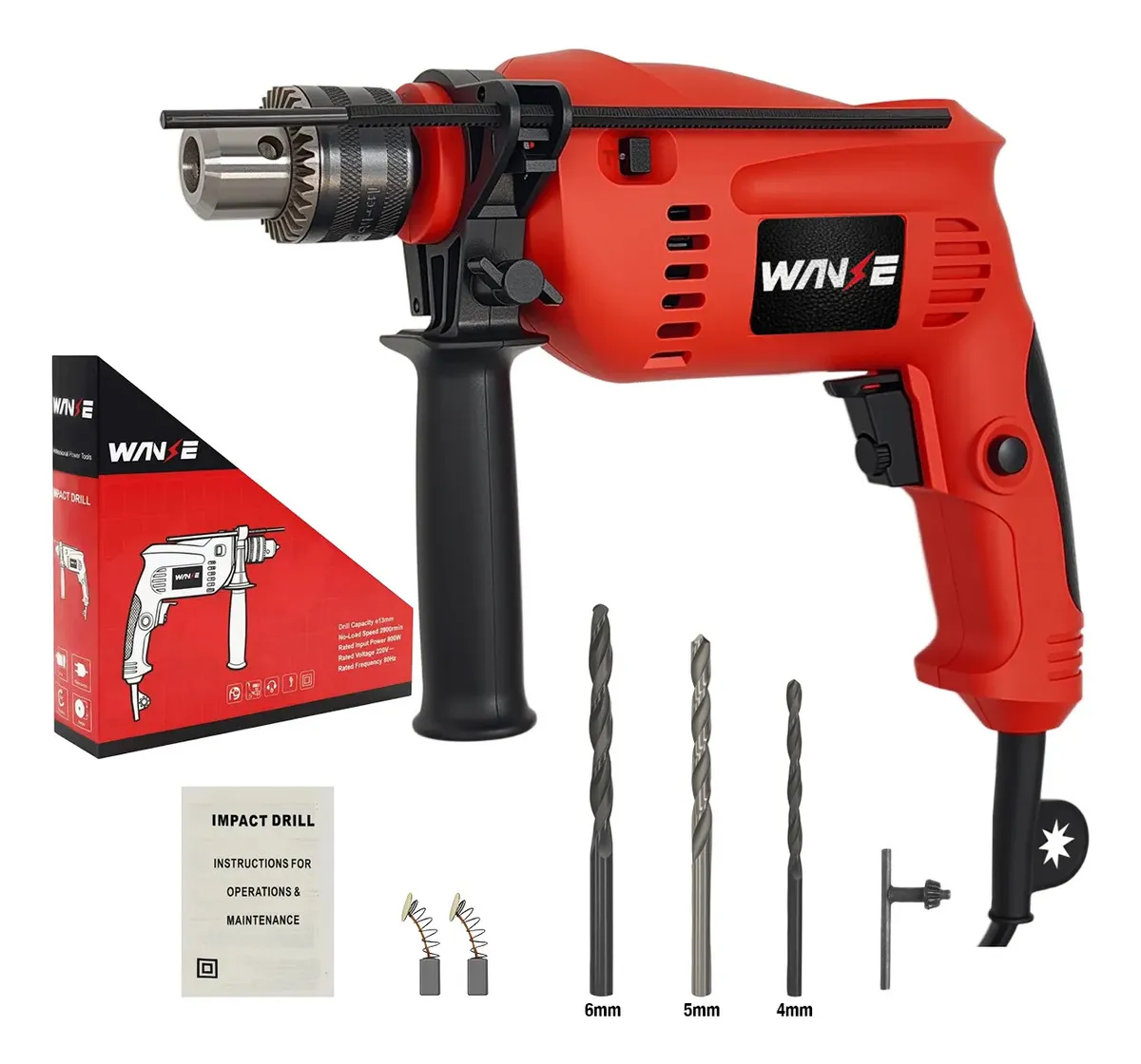 Rotomartillo Taladro Perforador Industrial Wanse 110v Con Mango Giratorio Fácil De Instalar Rápido Y Resistente