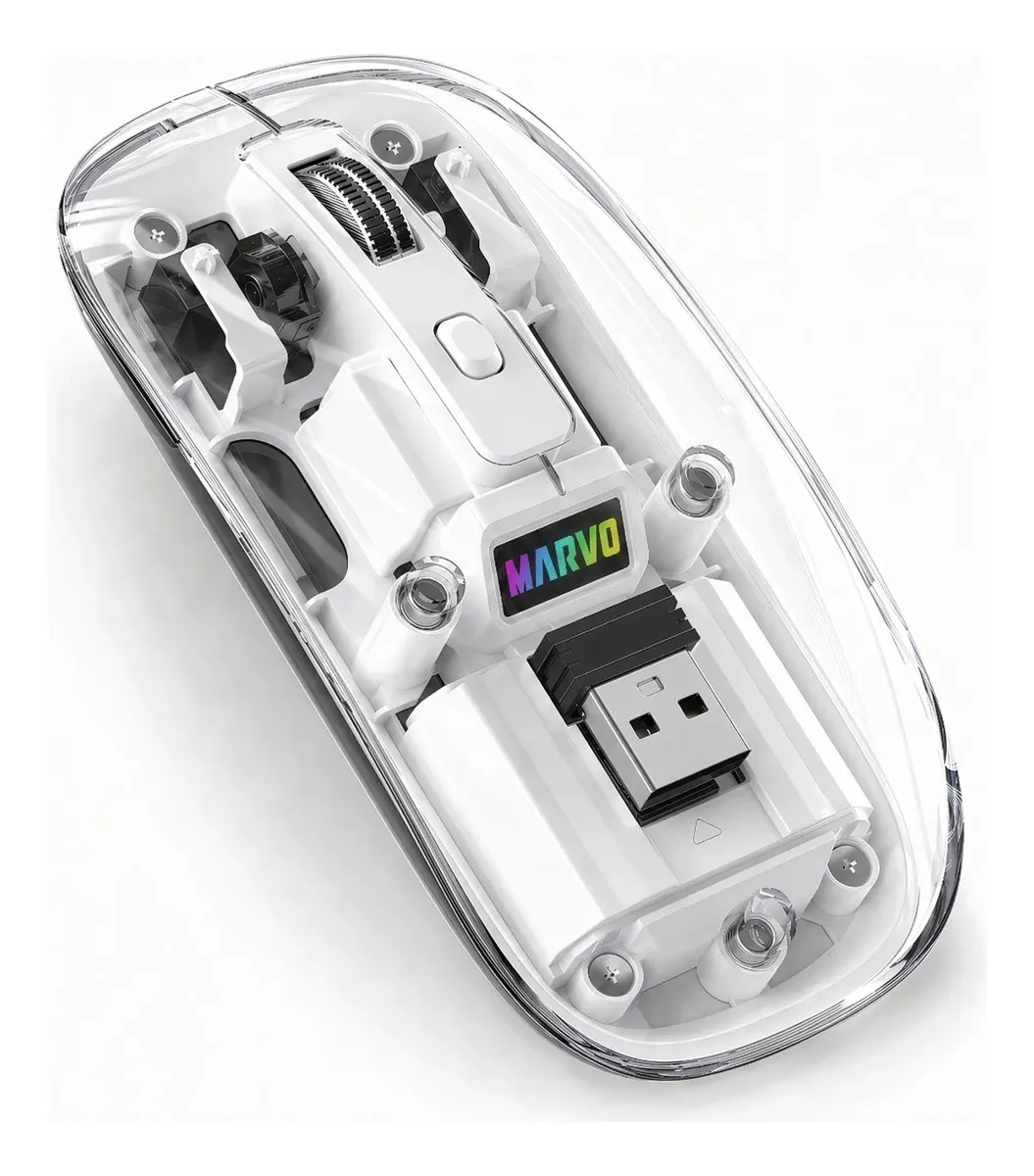 Mouse Marvo M810W Inalámbrico Transparente Bluetooth y 2.4 GHz con 1600 DPI