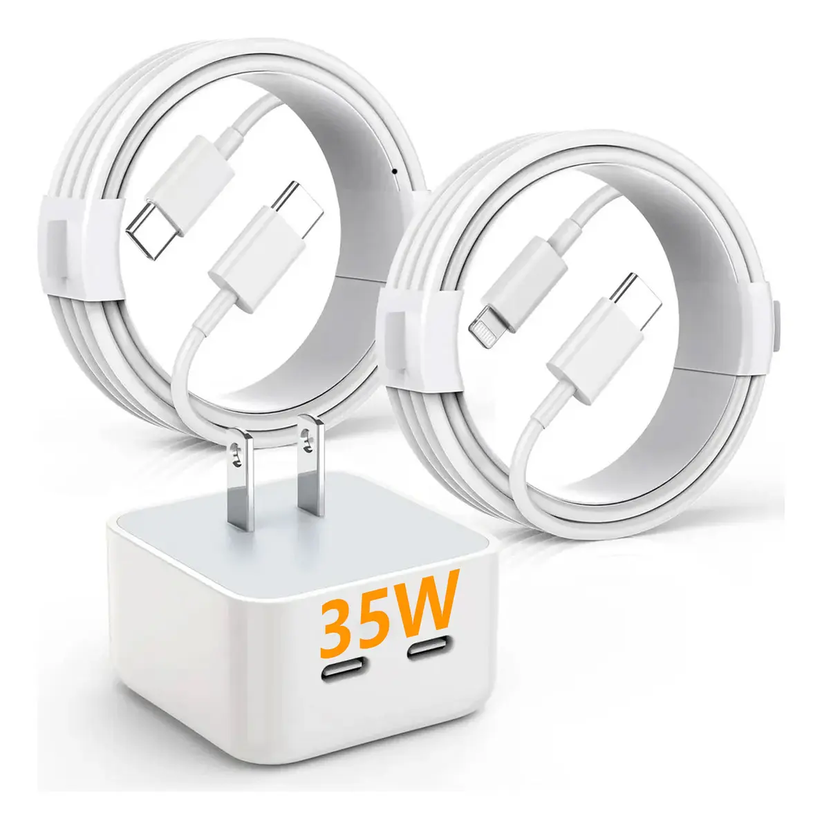 Cargador Rápido 35W Dual USB-C iPhone 17/16 Plus Yaomaisi