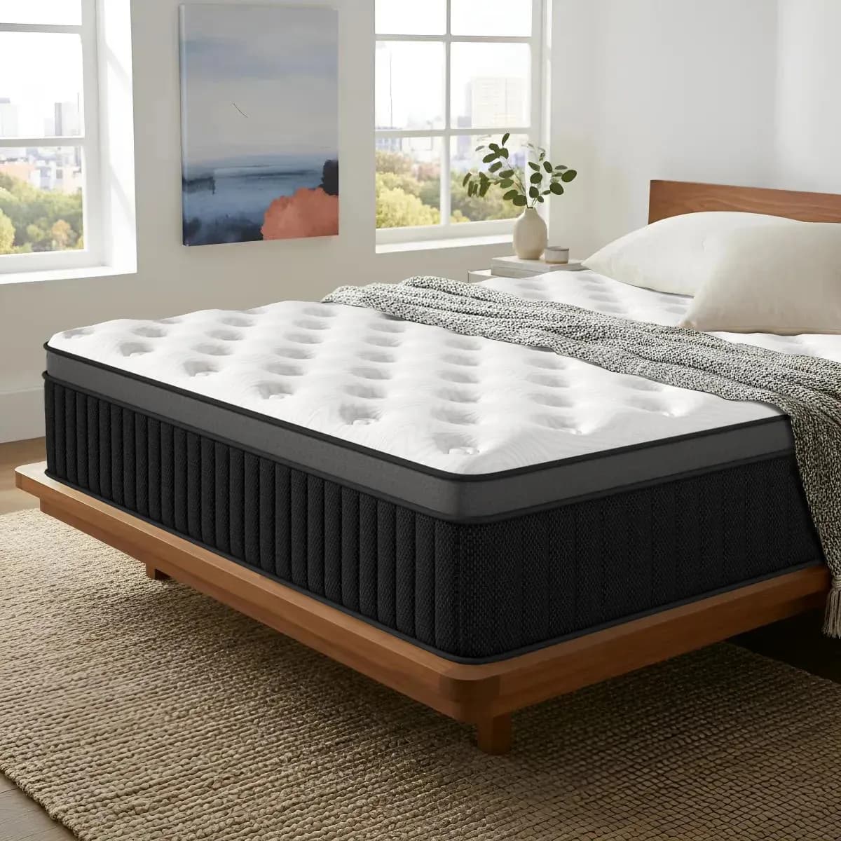 Colchón Matrimonial Híbrido Memory Foam con Resortes Pocket para Soporte Ortopédico