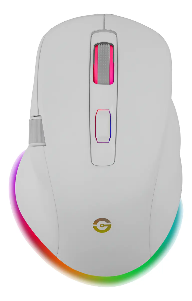 Mouse Gamer Getttech, Inalámbrico/alámbrico, Bluetooth, Usb, 6400dpi, Retroiluminación Rgb, Blanco, Ggm-rgbtr-01-wh