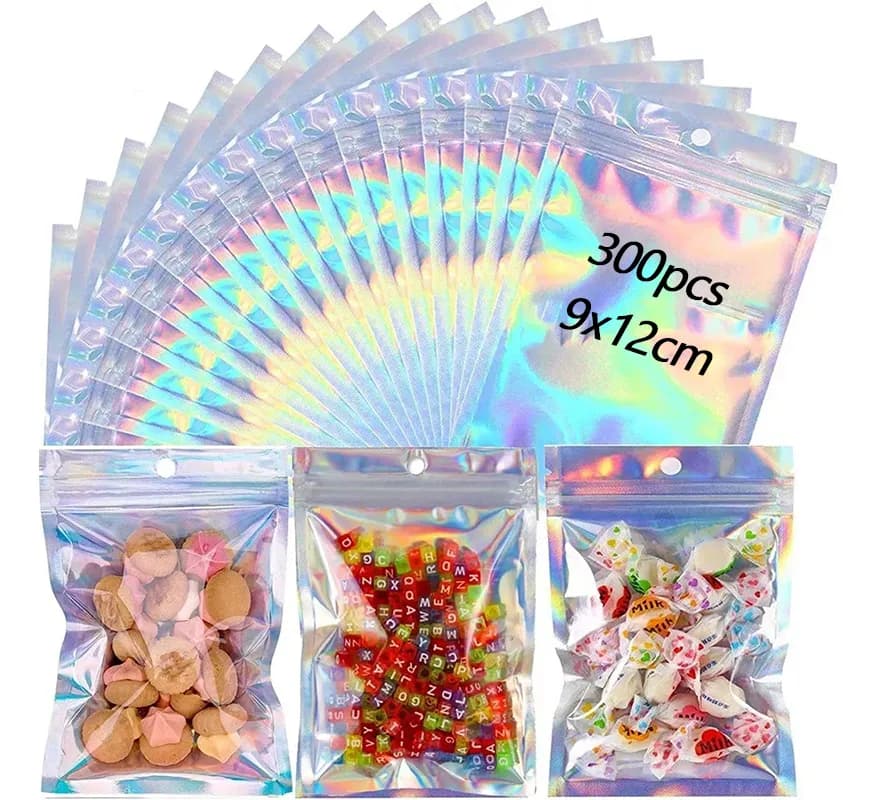 300 Bolsas Plastico Holográficas Para Dulces Y Embalaje 9x12