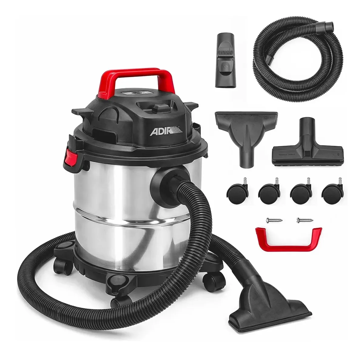 Aspiradora Industrial 15 Litros Acero Inoxidable Para Seco Y Húmedo Alta Eficiencia Adir 12364