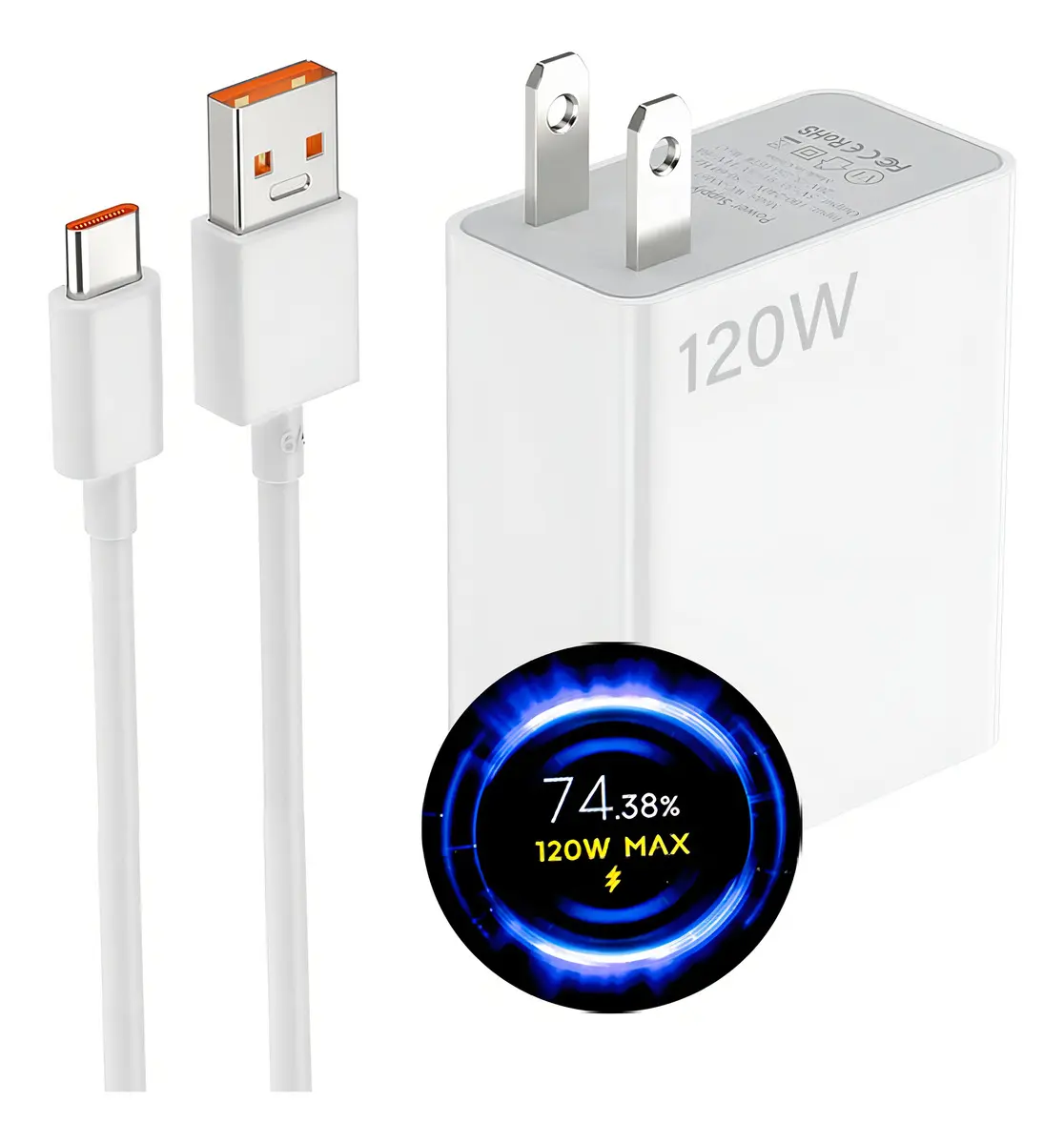 120 W Para Xiaomi Redmi Poco Tipo C Turbo Cargador Para Redmi Note 14 Pro+/ Redmi Note 13 Pro+/ Poco F6 Pro Con Cable 1.5m 6a 120w/90w/67w/45w/33w/18w/10w Blanco Allaceryvva