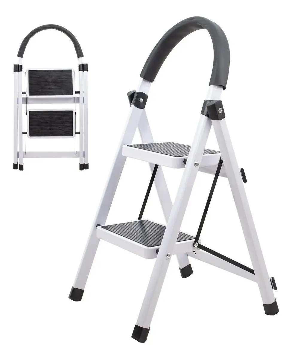 Escalera Acero Tijera Tubular 2 Peldaños Plegable Portátil