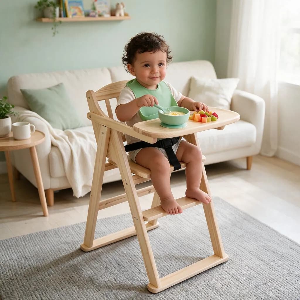 Silla Comer Bebé Pino Importada Lista Usar Triángulo