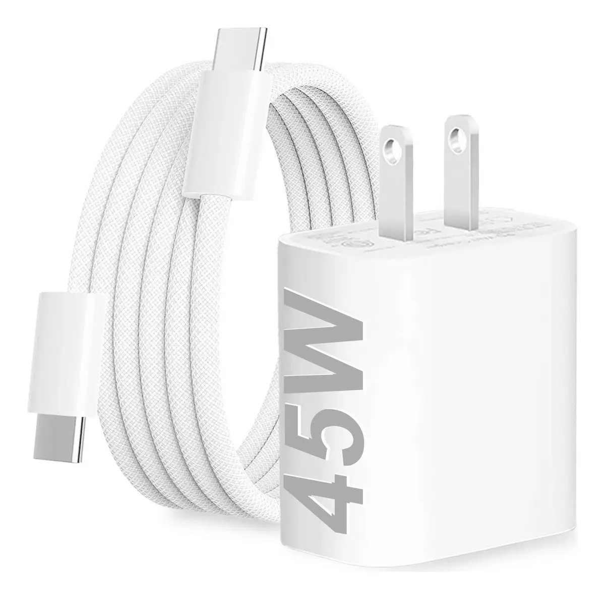 Cargador 45W Rápido Tipo C Compatible con iPhone 17/16/15 Carga Rápida 45w Para iPhone 17/16/15 Pro 17/16/15 Plus 17/16/15 Pro Max/ iPad Pro/ Macbook Air/ Pro S26/S25/A57/A56/A37 +1.5m Cable Bottorry