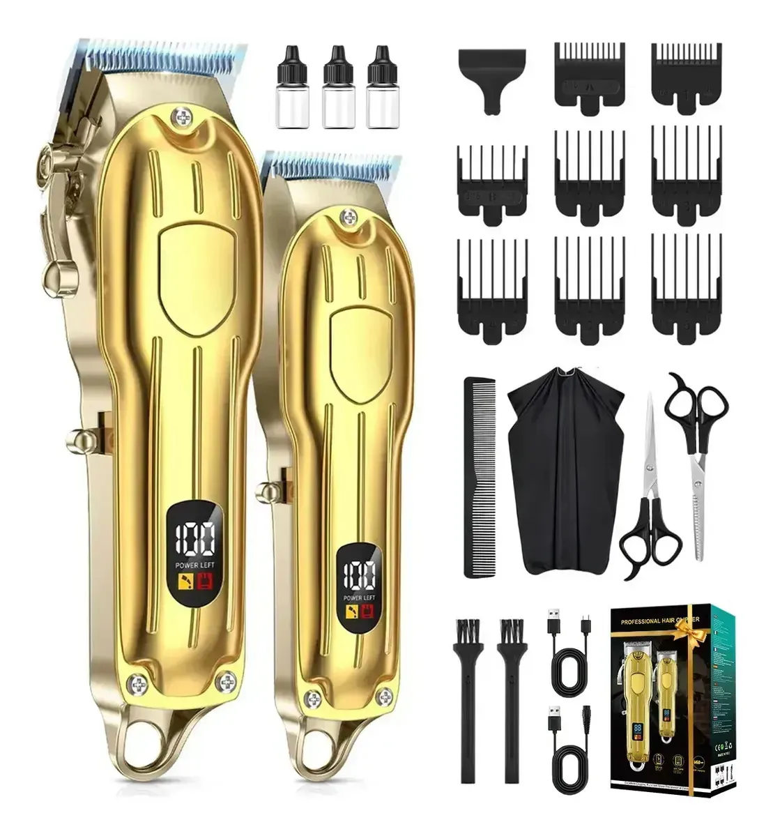 Máquina Para Cortar Cabello Profesional Kit De Cortadoras, Cortapelos Inalámbrico Para Hombre Con Batería De Larga Duración, Adecuado Para Uso Familiar, Barbería Y Niños
