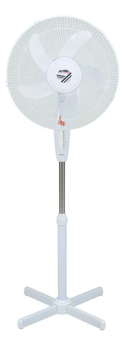 Ventilador De Pedestal 5 Aspas Super Fan Turbo 16 Pulgadas 3 Velocidades Indicador De Luz Led 45W Adir 12394 Color Blanco